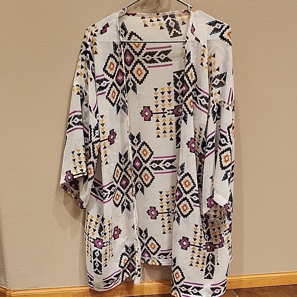 Geometric Patterned Kimono Cardigan